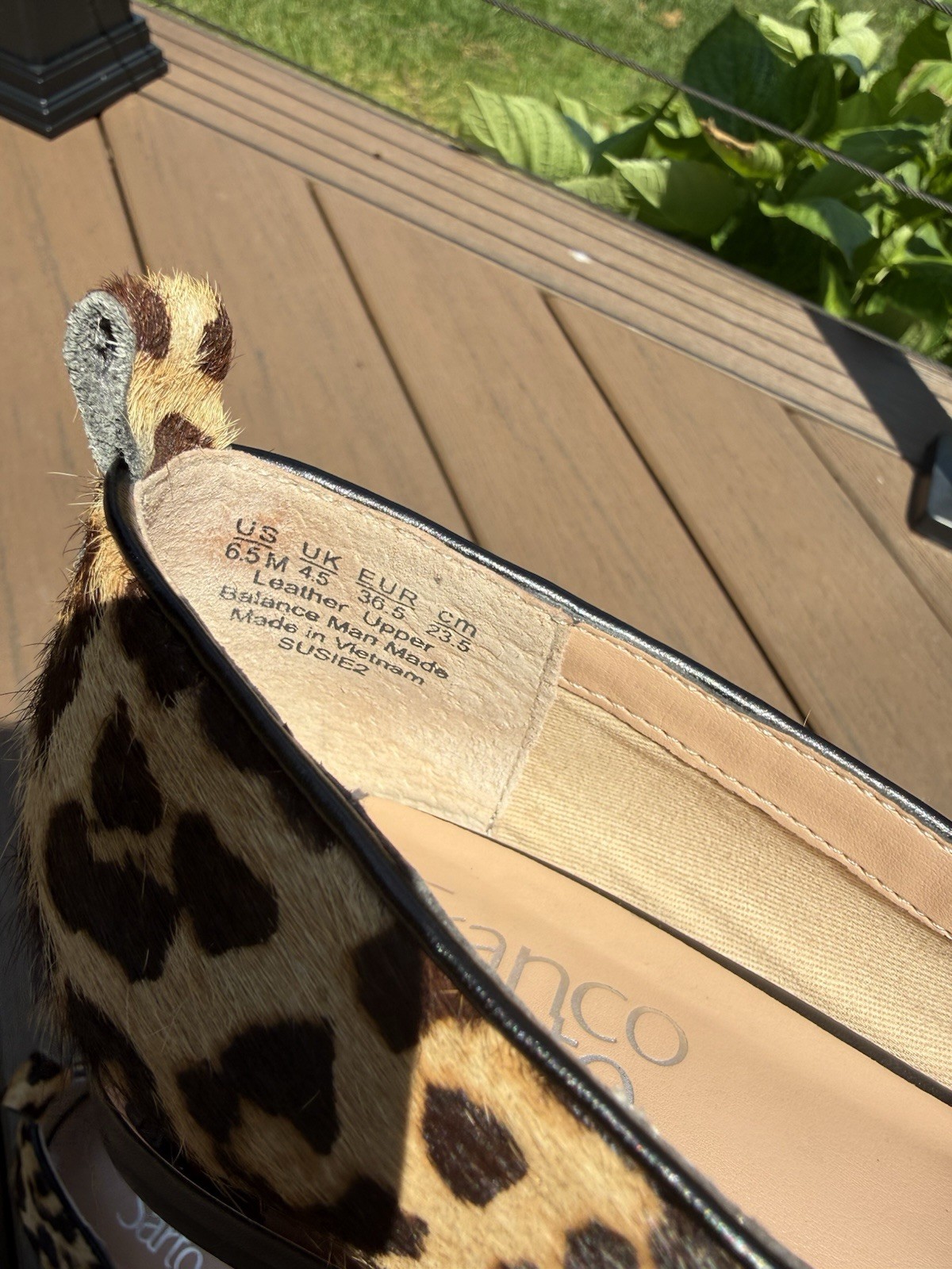 Franco Sarto Leopard Calf Hair Loafer Flats Slip On Pointed Toe 6.5M