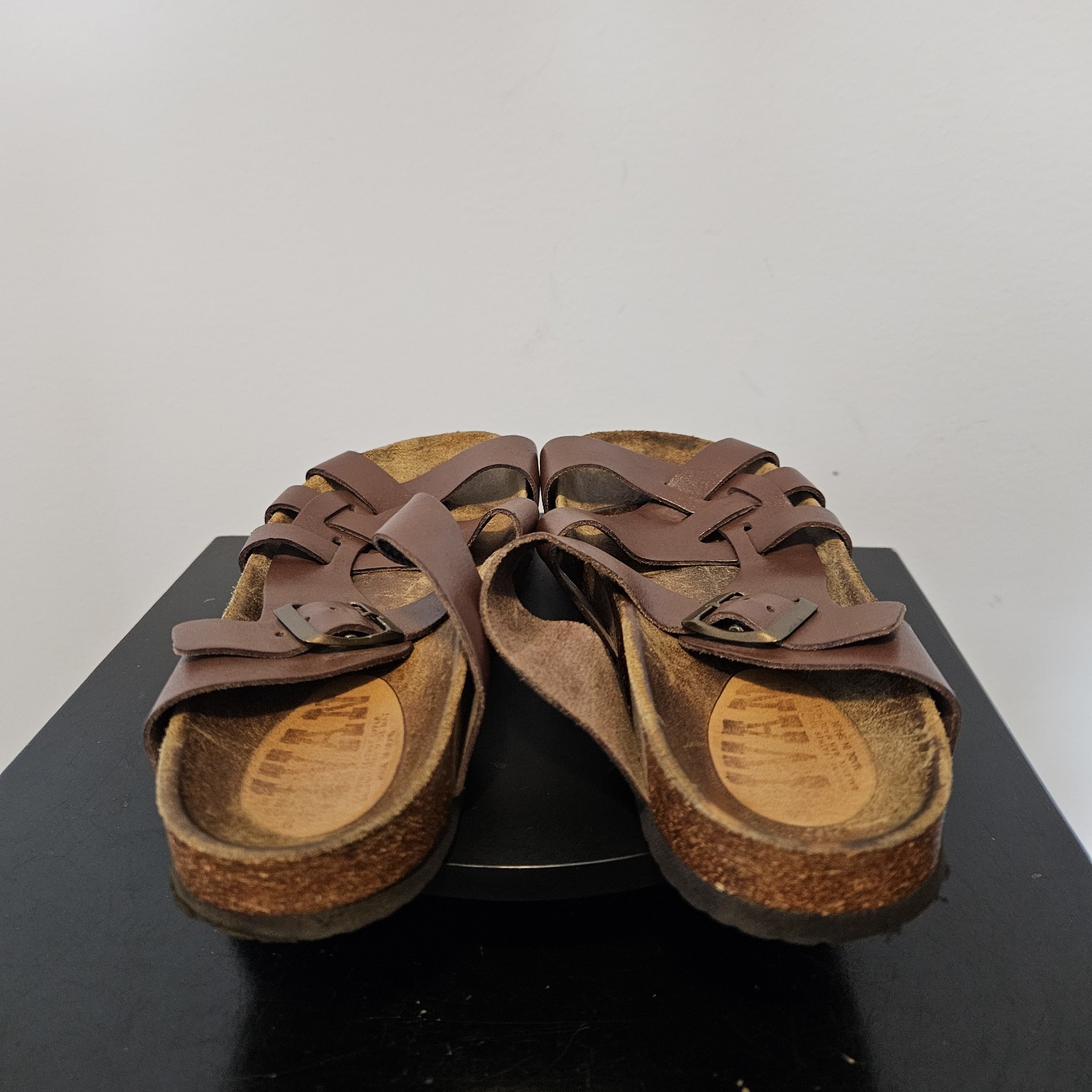 IVAN Pisa Sandals Leather Cork Adjustable MADE IN SPAIN Brown Size 8