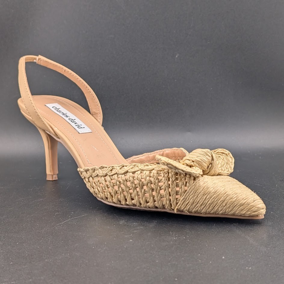 Charles David Allyson Raffia Slingback Pump Heel Shoes Size 8.5 NEW