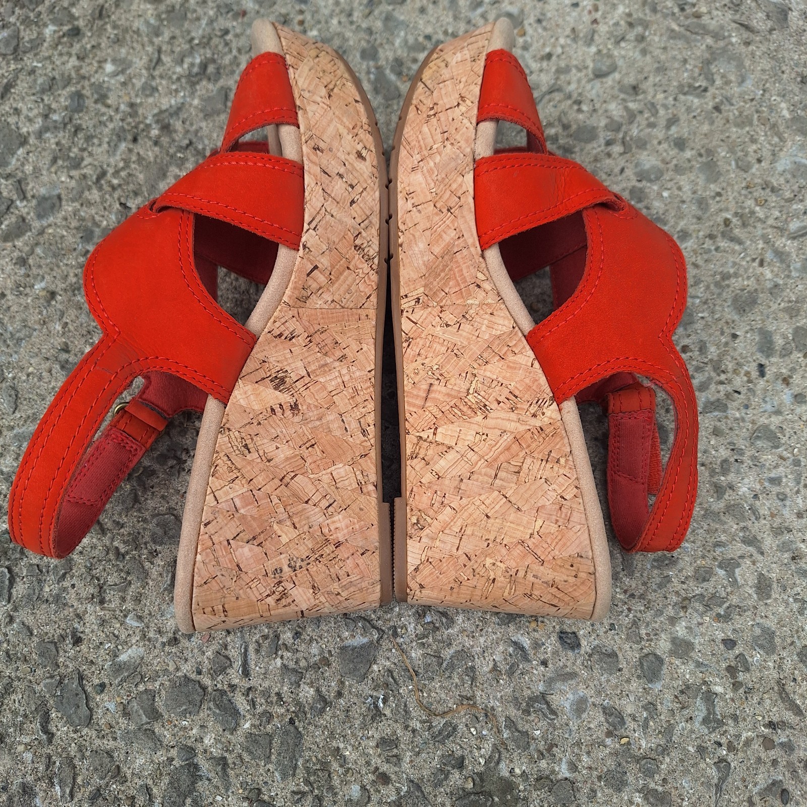 Clarks Collection Leather Cork Wedge Rose Erin 8 Festival Carnival Fair Mall Rat