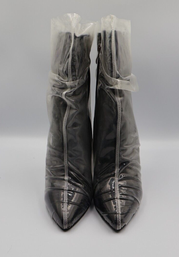Bootie Stiletto Heels Pull On Pointed Toe Zipper PU-Leather Formal Fashion