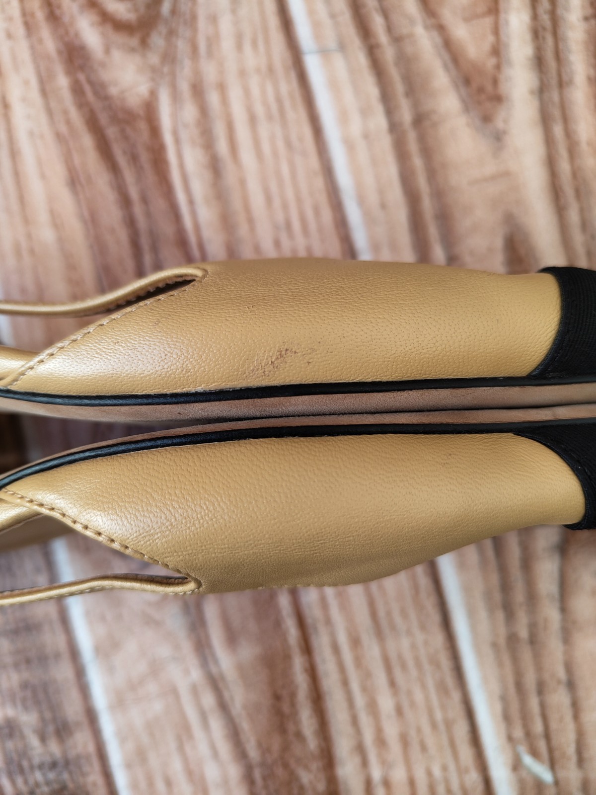 CHANEL Slingback Grosgrain CC Cap-toe Beige Black Leather Flats EU 39 US 8.5