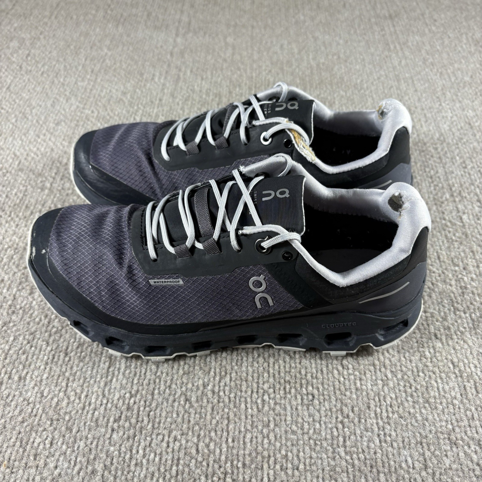 Size 7.5 – ON Cloudvista Waterproof Eclipse Womens Black Running Trail Walking
