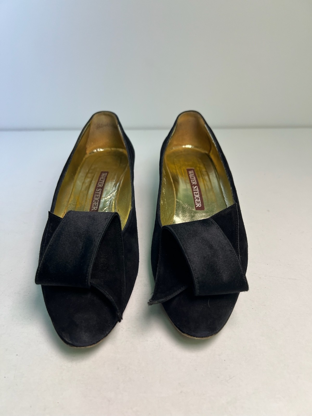 Walter Steiger STAMPA Black Suede Low Heel Dress Pumps Size 8.5 B