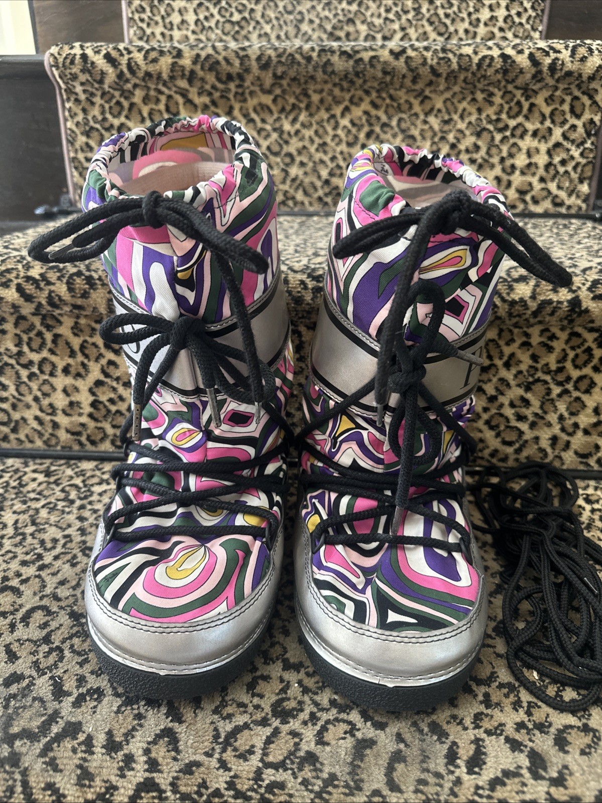 Emilio Pucci 2004 Apres Ski Iconic Print Snow Boots Size 7