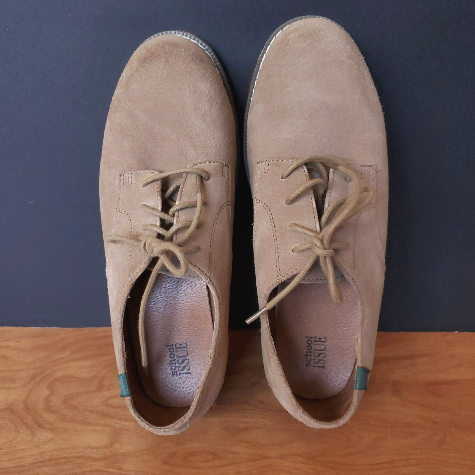 School Issue Suede Leather Shoes Womens 8 M Tan Semester Casual Oxford Uniform