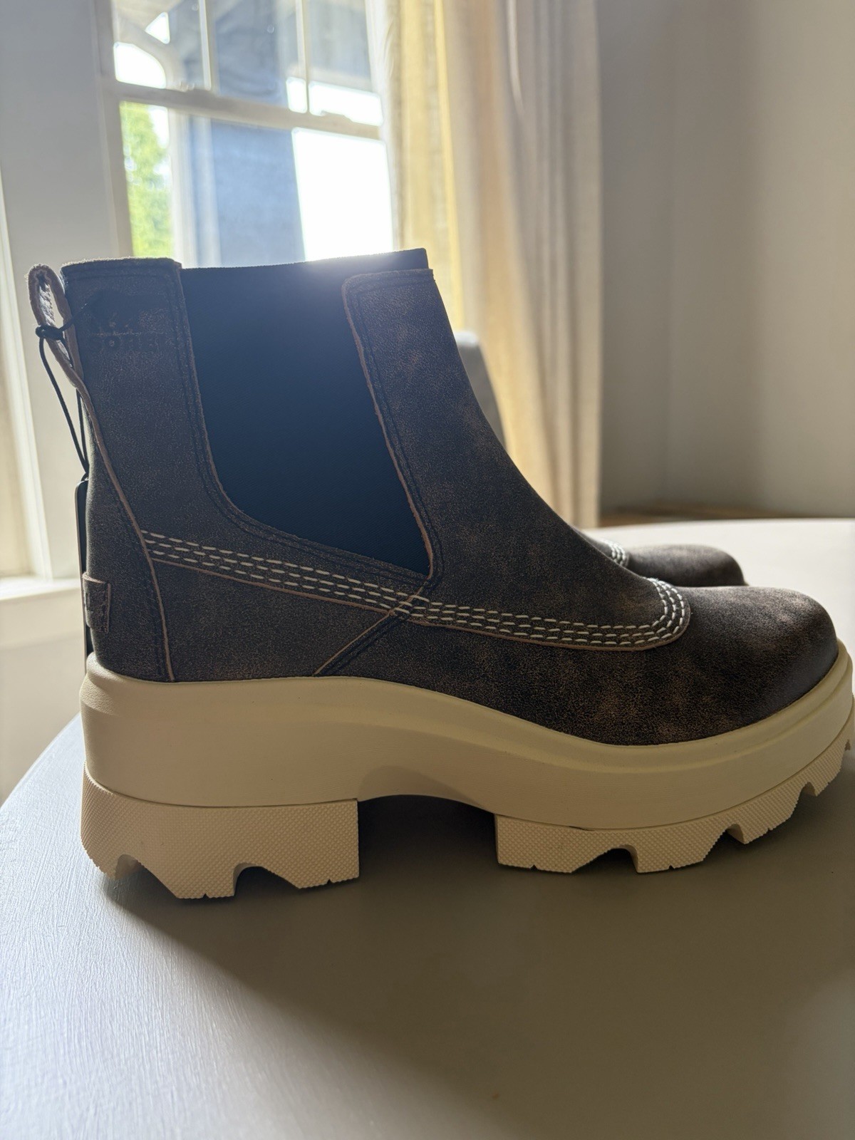 Sorel JOAN FRWD Chelsea Waterproof Leather Slip-On Ankle Boots Brown