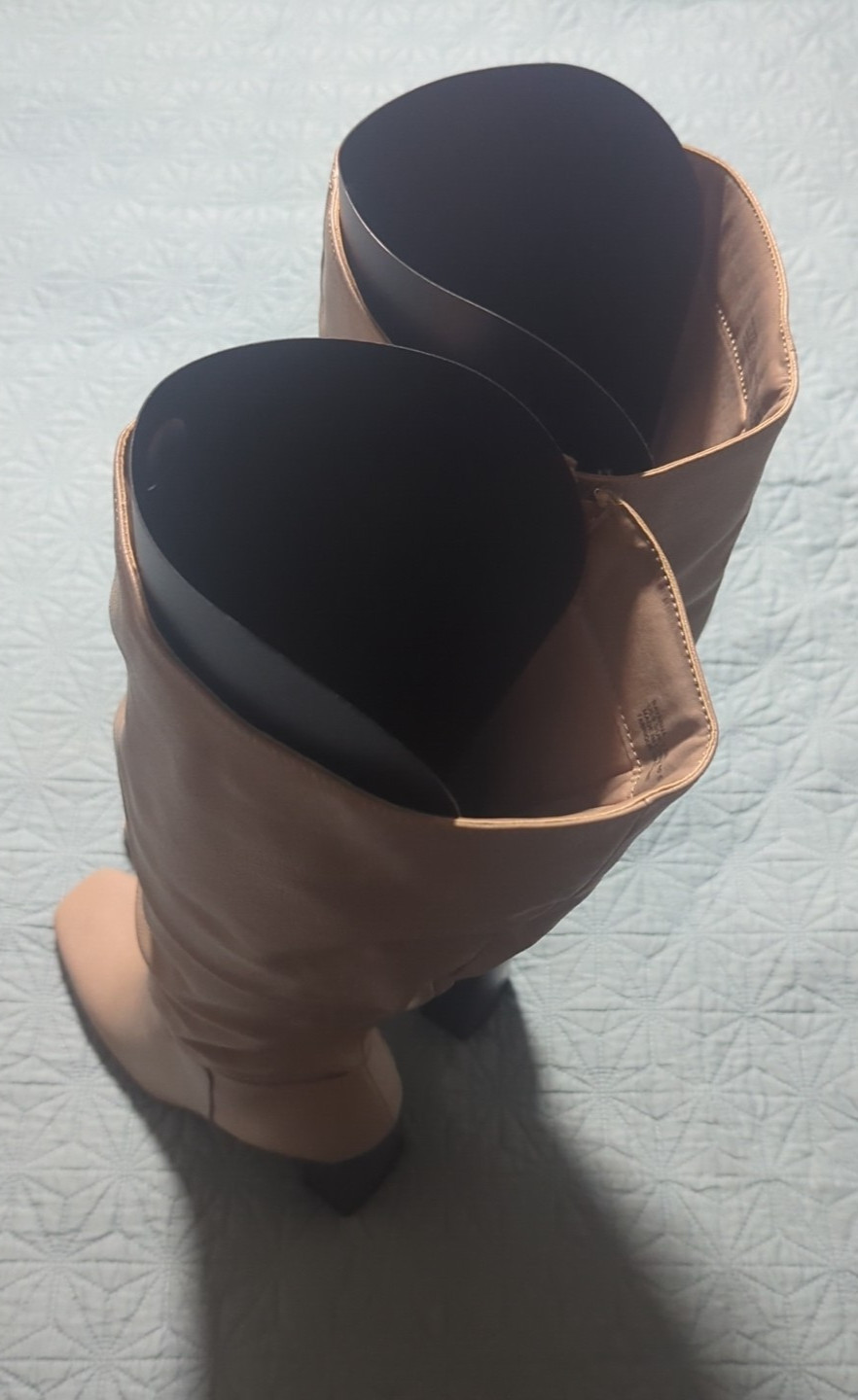 Justfab Rayanna Heeled Boots Ginger Sz 9.5 Taupe Inside Zipper Knee High NIB