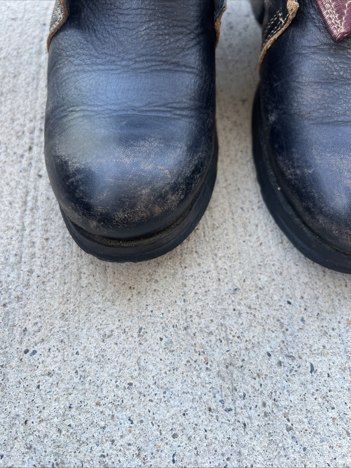 Women’s Fly London Black leather boots size not marked ( heel-toe 11″ )
