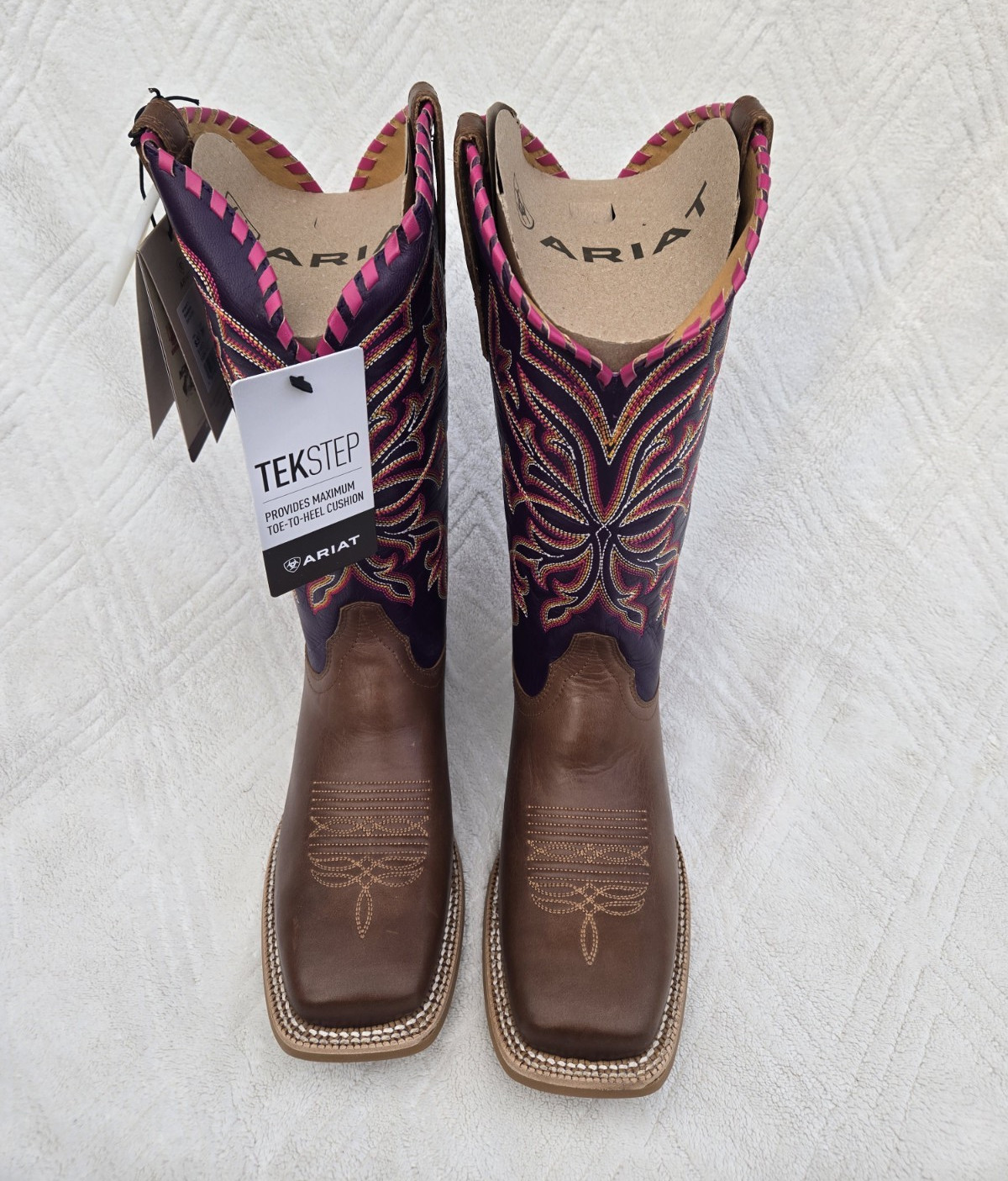 Ariat Showdown Women’s Western Leather Boots Dark Tan/Vino Square Toe 8.5 B NIB