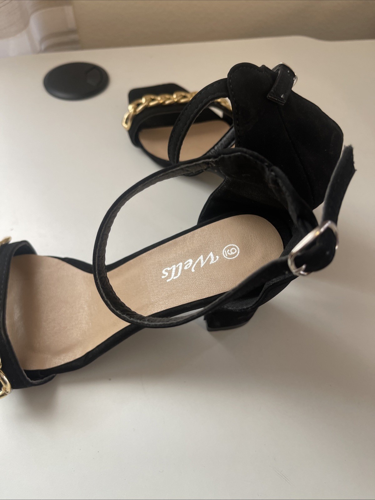 Wells Black Heel Sandals Size 9