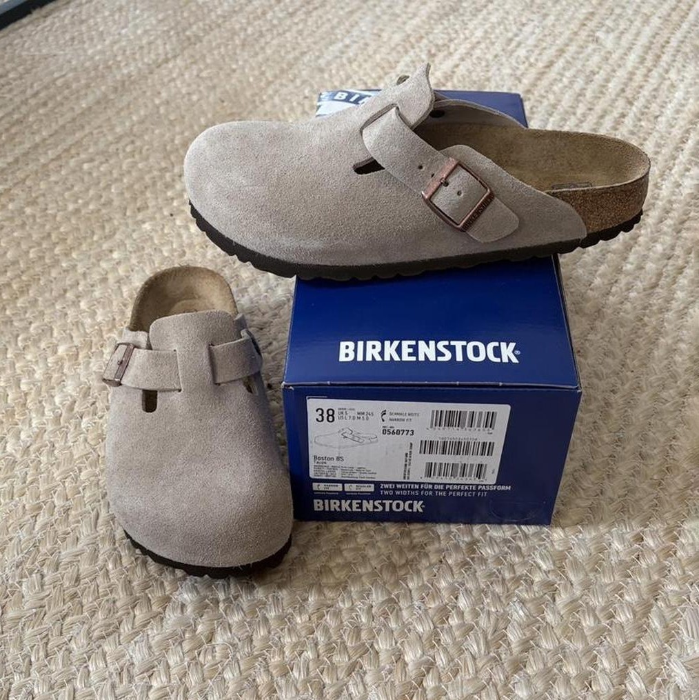 Birkenstock Taupe Boston Soft Footbed Unisex Casual Shoes Select Size