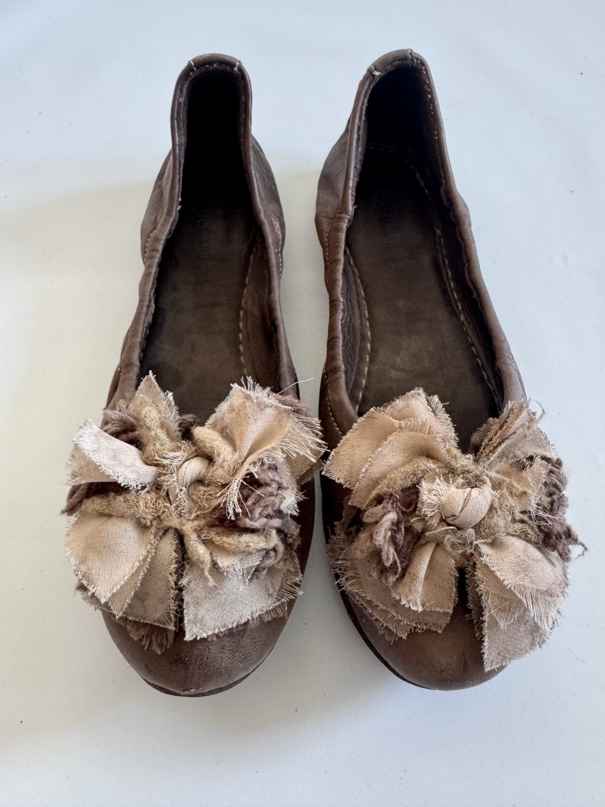 Pedro Garcia Brown Leather Floral Ballet Flats EU 37.5 Made in Spain