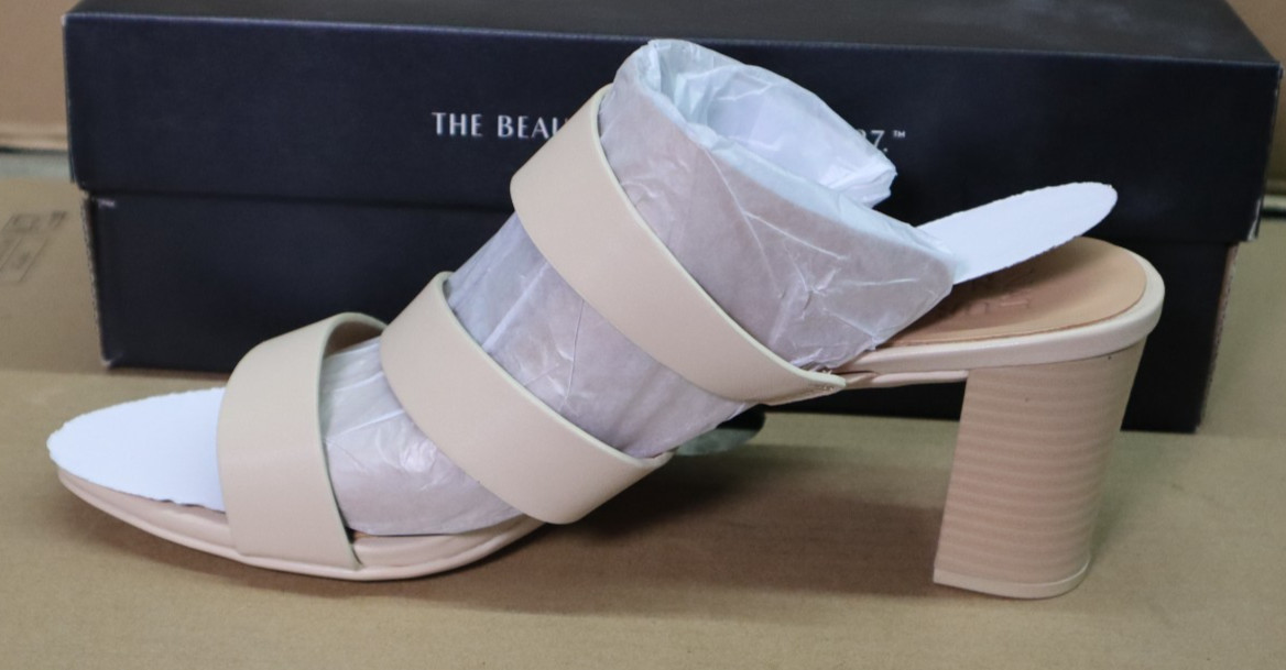 Naturalizer Beaming Mid-Heel Sandals Tan Smooth US Women’s Size 12M