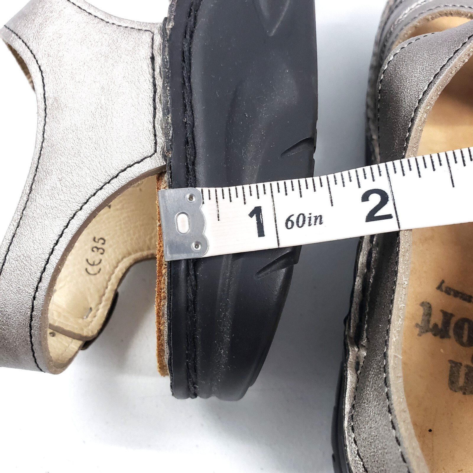 Finn Comfort SAUSALITO EUR 35 US 5 Silver Argento Leather Ankle Strap Sandals