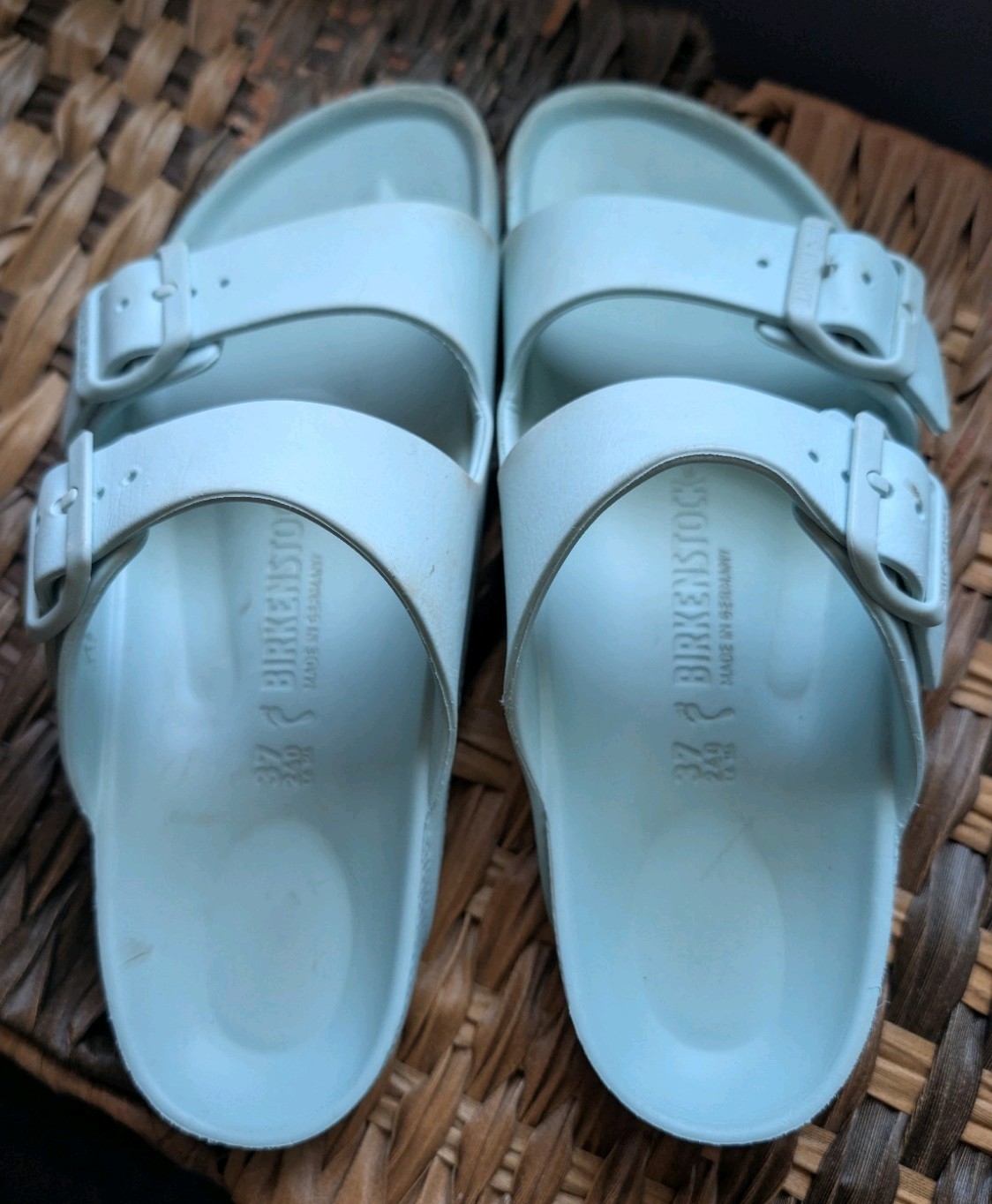 Womens Birkenstock Arizona Stealth Buckle EVA Slide Sandal – Mint 37