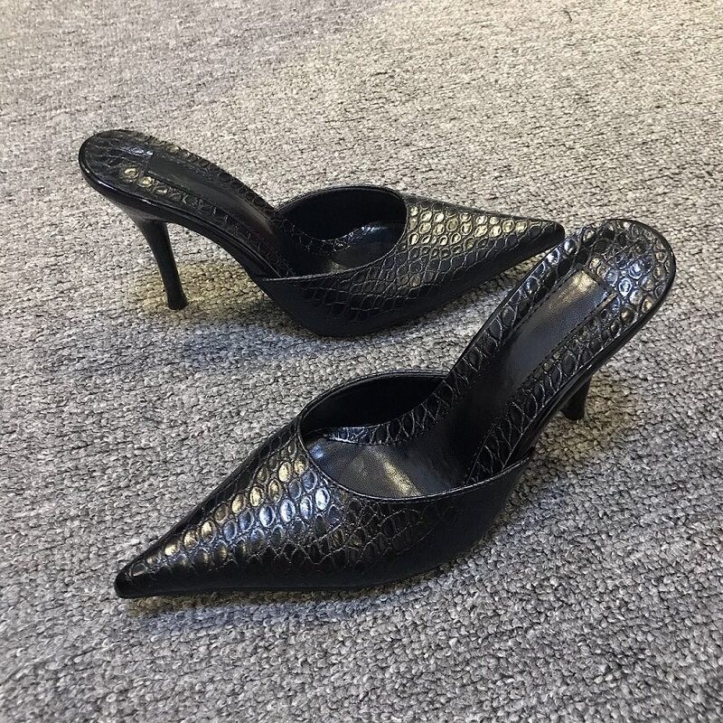 Womens Leather Dress Formal Wedding Slipper Leather Pointy Toe Sandals Shoes New