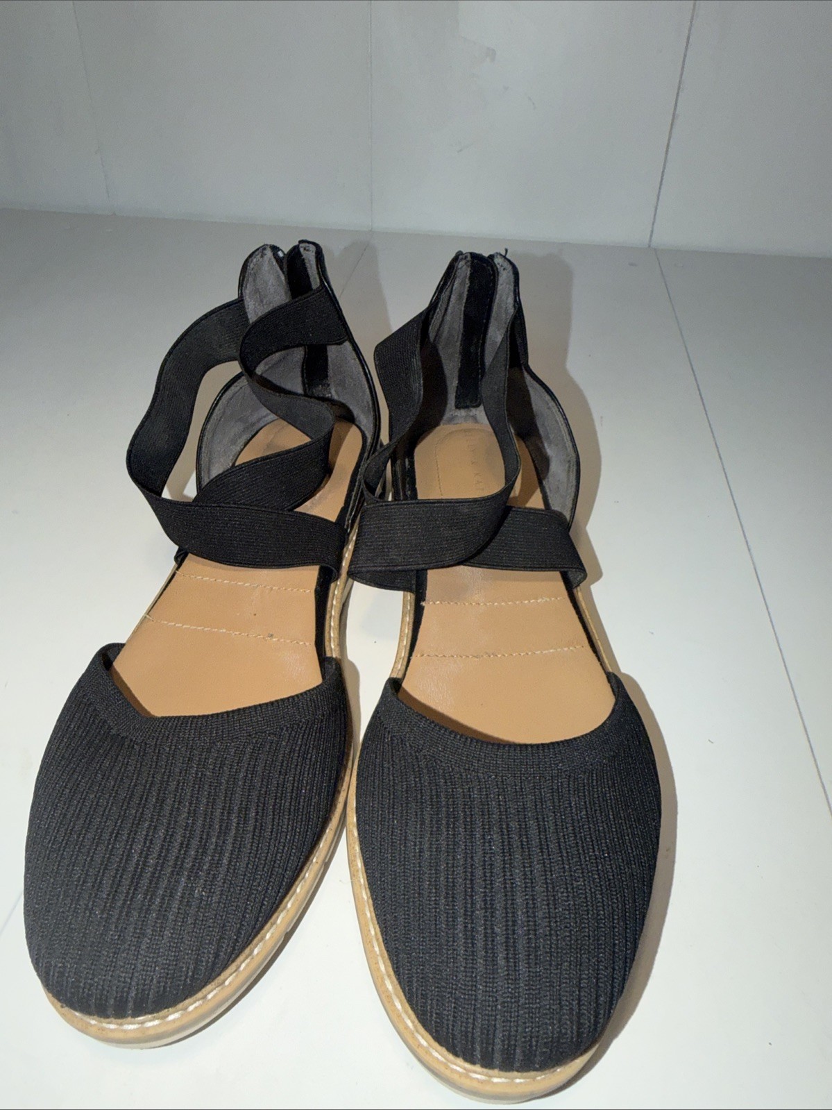 Kelly & Katie Autumn Black Ankle Strap Back Zip Flats Size [10.5 o 11]