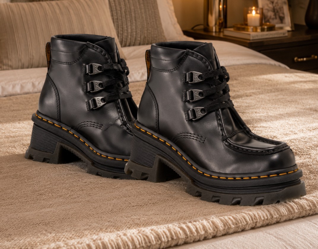 Dr Martens Corran 3I Womens Size 8 3-Eye Suede Heeled Boots black Wednesday -NEW