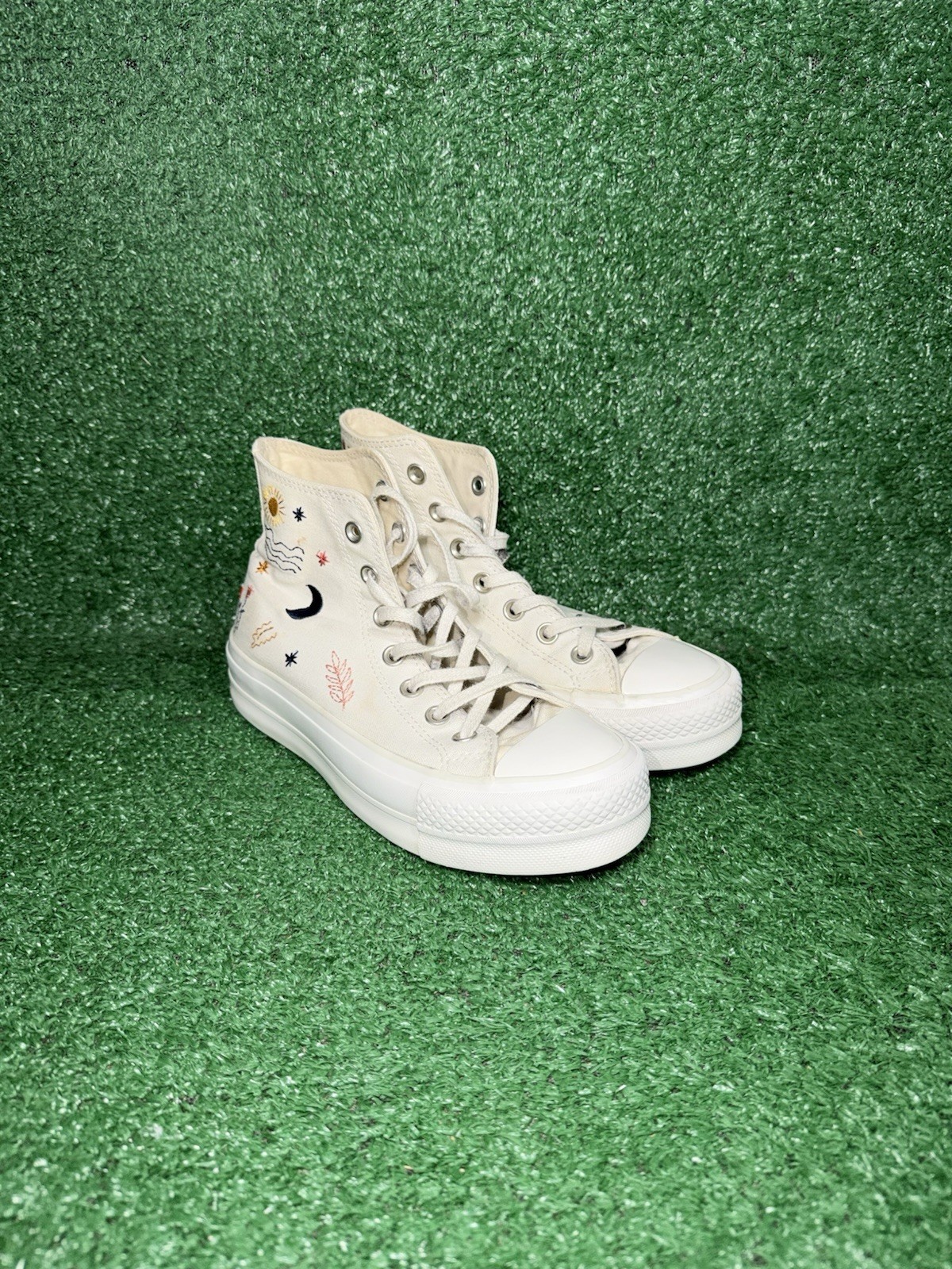 Converse Chuck Taylor All Star Platform White Floral Casual Shoes Women Size 6.5