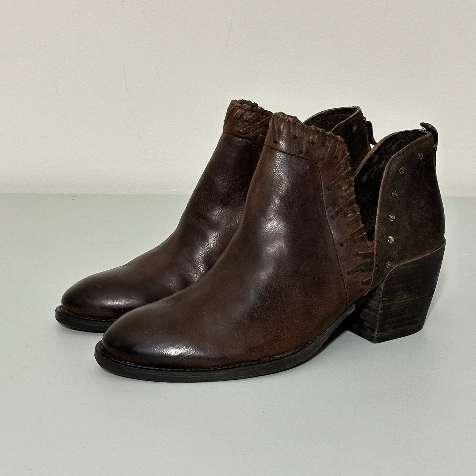 Otbt Women Boot 7.5M Santa Fe Bootie Coffee Bean Brown Studed Ankle Boho Western
