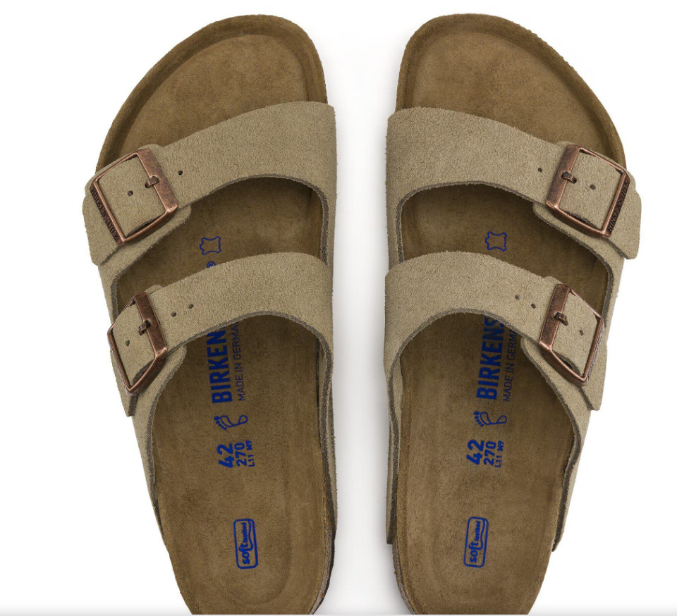 Birkenstock Arizona Soft Footbed Suede Leather Unisex Taupe Sandals EU 37-45