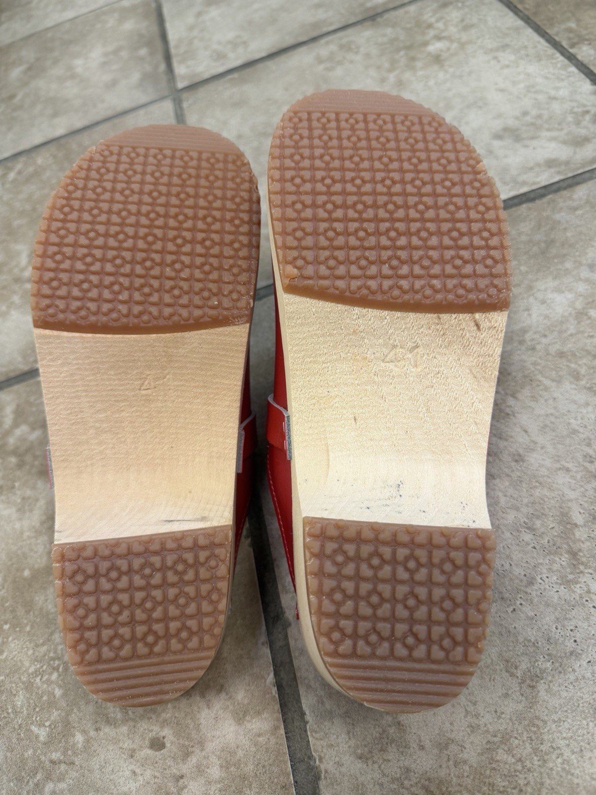 VERKA Swedish Wooden Clogs Lingonberry Red Leather EU 41 US 10-10.5 NWOB