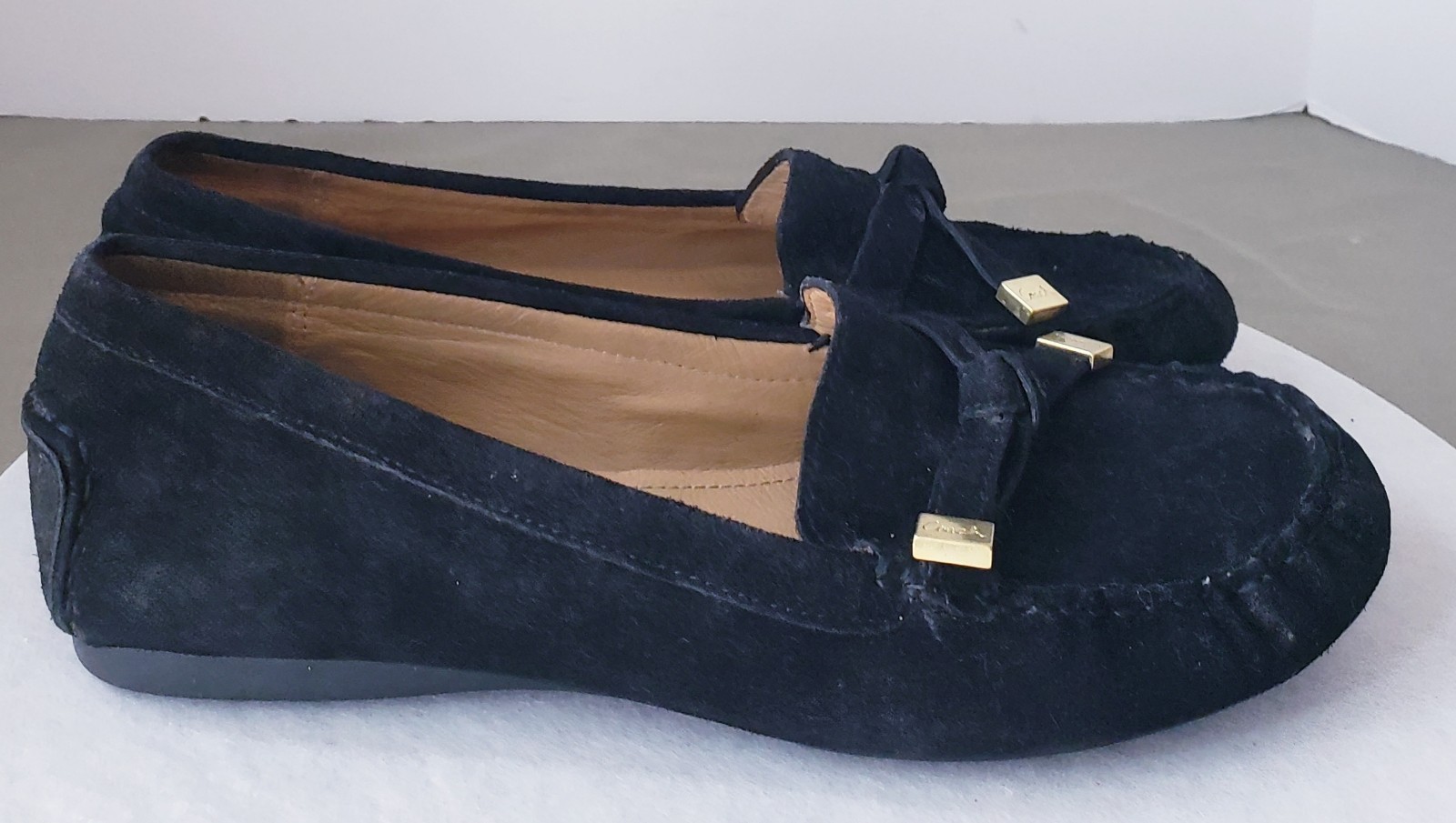 Coach Women’s Frida Suede Leather Driving Loafers Bow Black Size 10 B