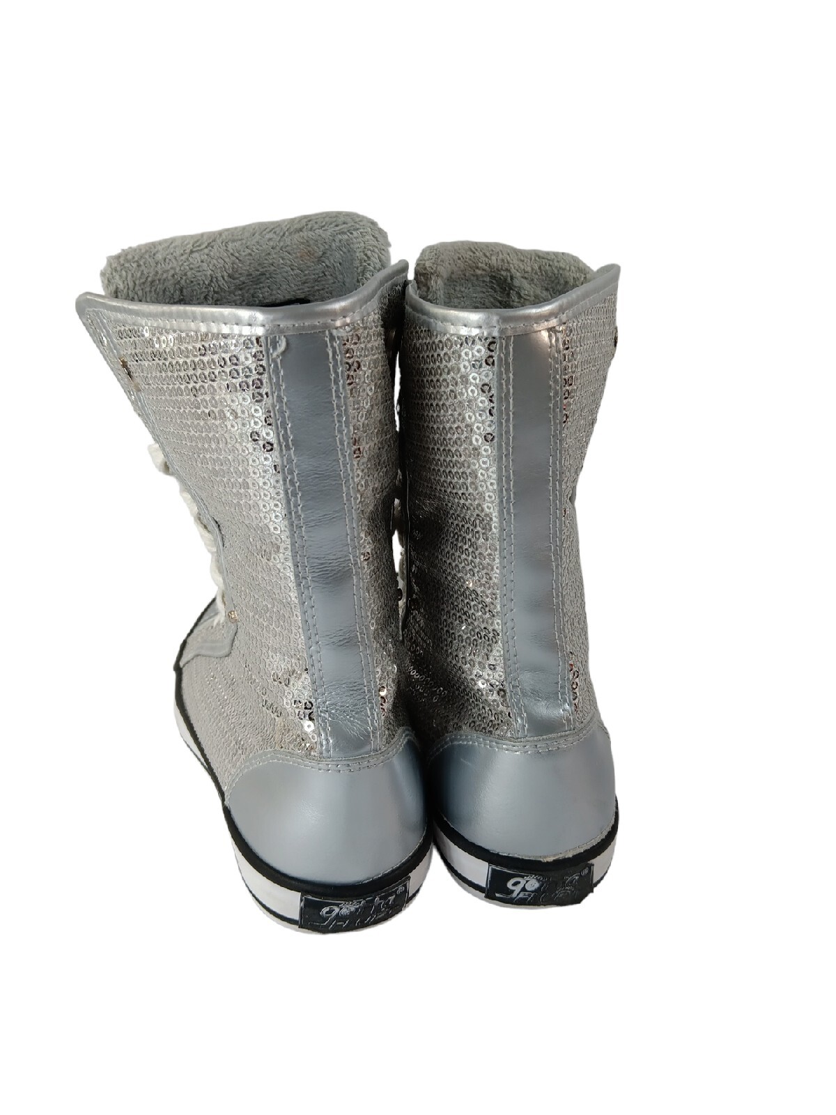 Gotta Flurt Silver Sequin/ White Women’s High Top Shoes 5.5 Destiny 17981084