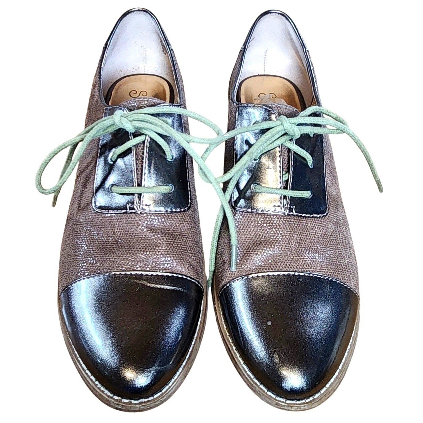 Seychelles By Your Side Women’s 8.5 Oxfords Lace Up Metallic Cap Toe Shoes