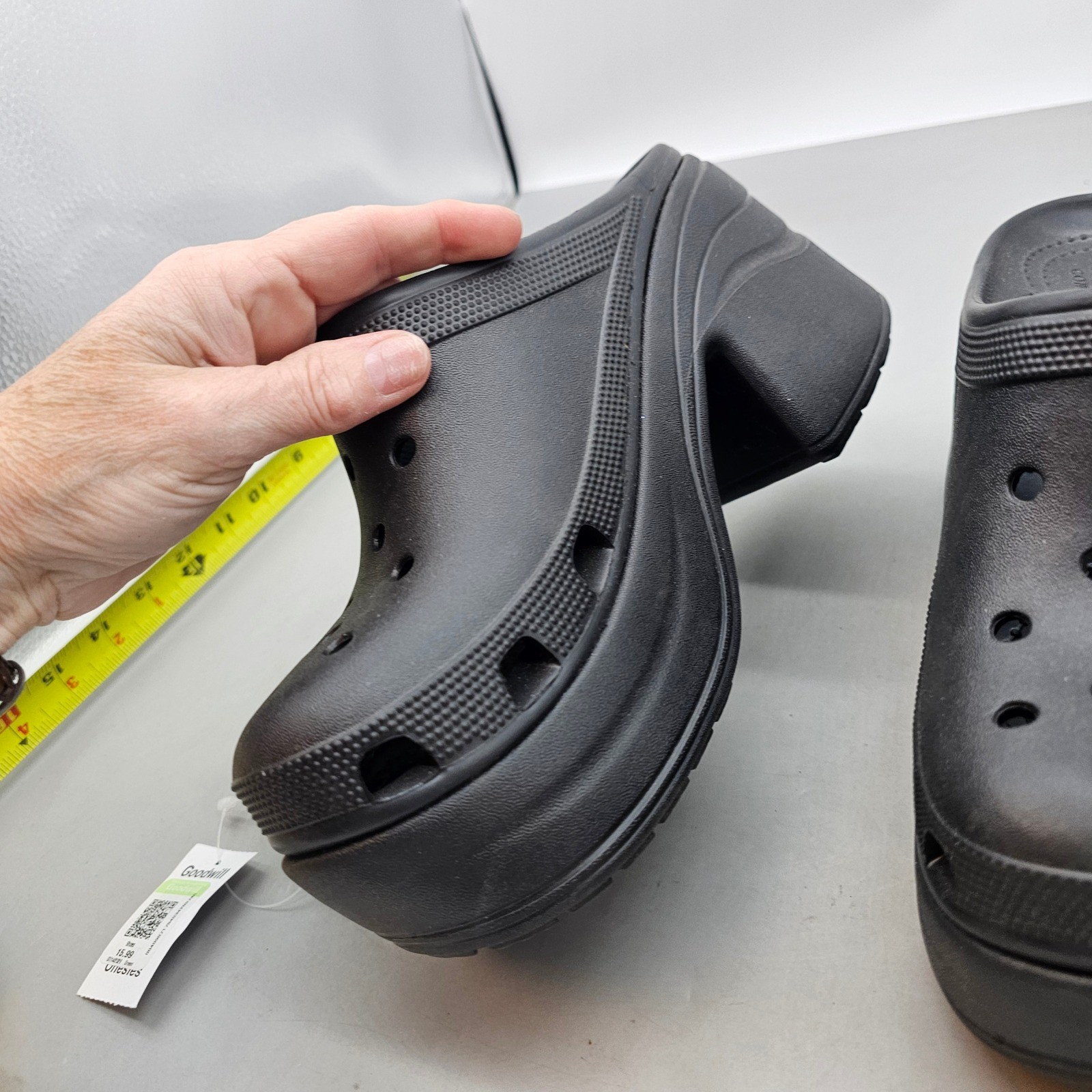 Crocs Siren Clog Black Platform Block Heel Mules Womens 9 Mens 7 208547-001
