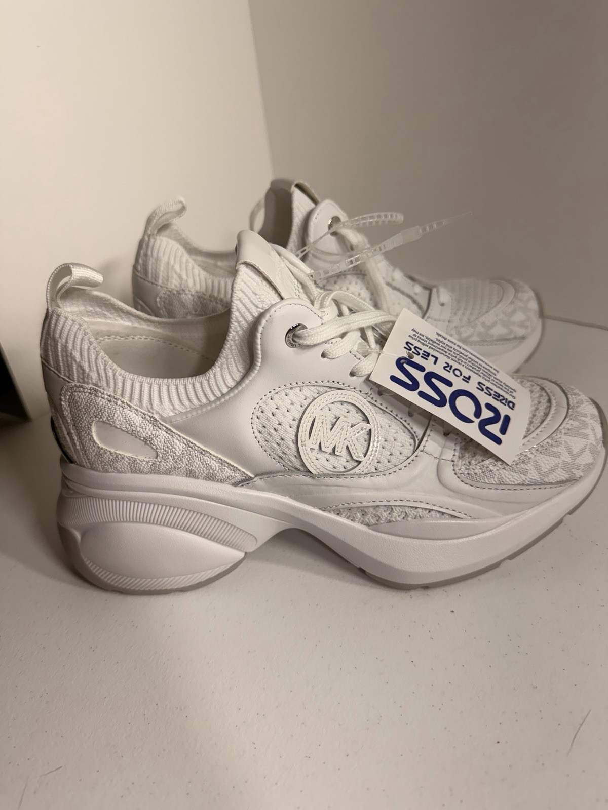 Michael Kors Zuma Knit Trainer Size 7 White MK Logo
