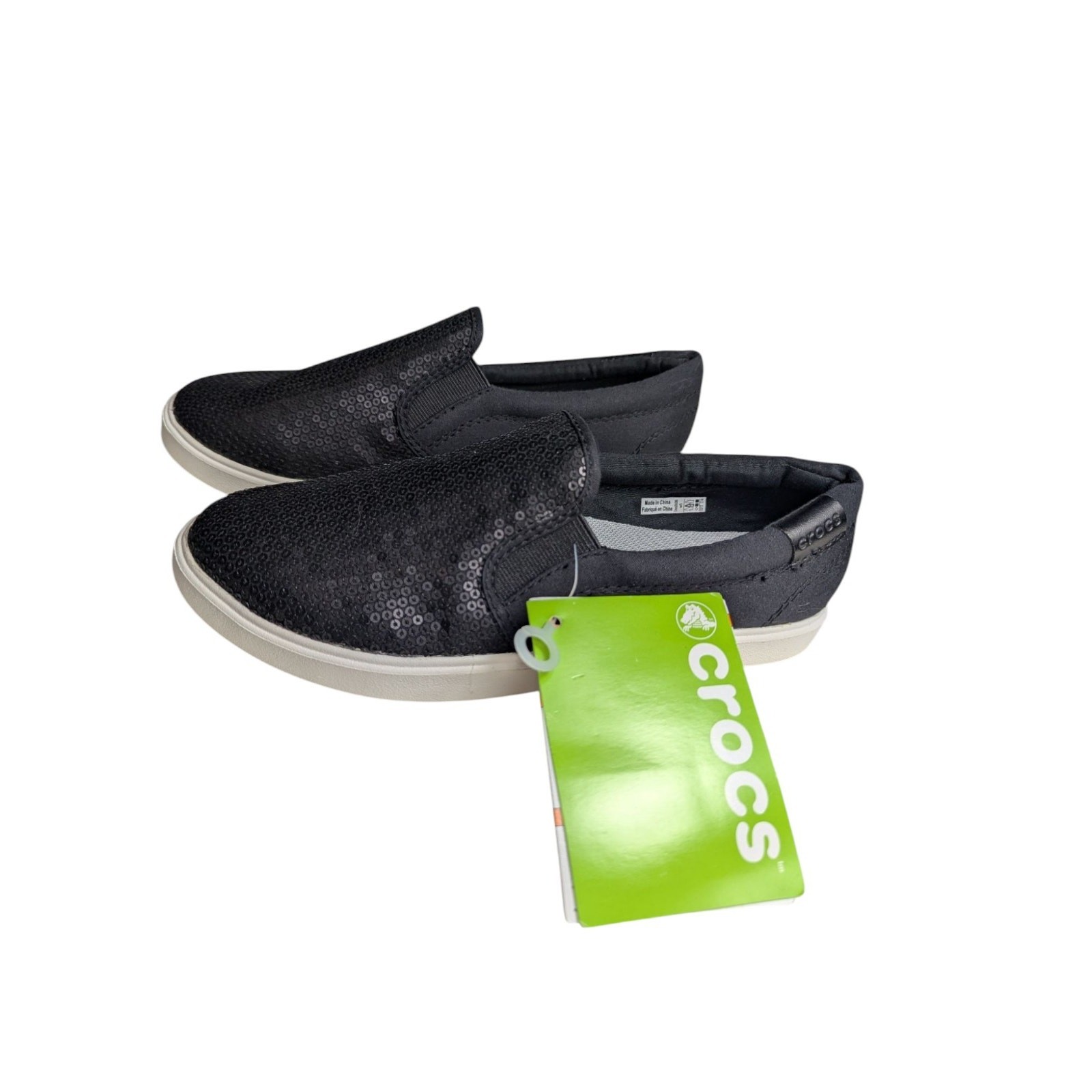 Crocs Citilane Sequin Women’s Size 5 Slip-On Shoes Standard Fit Black 204285-001