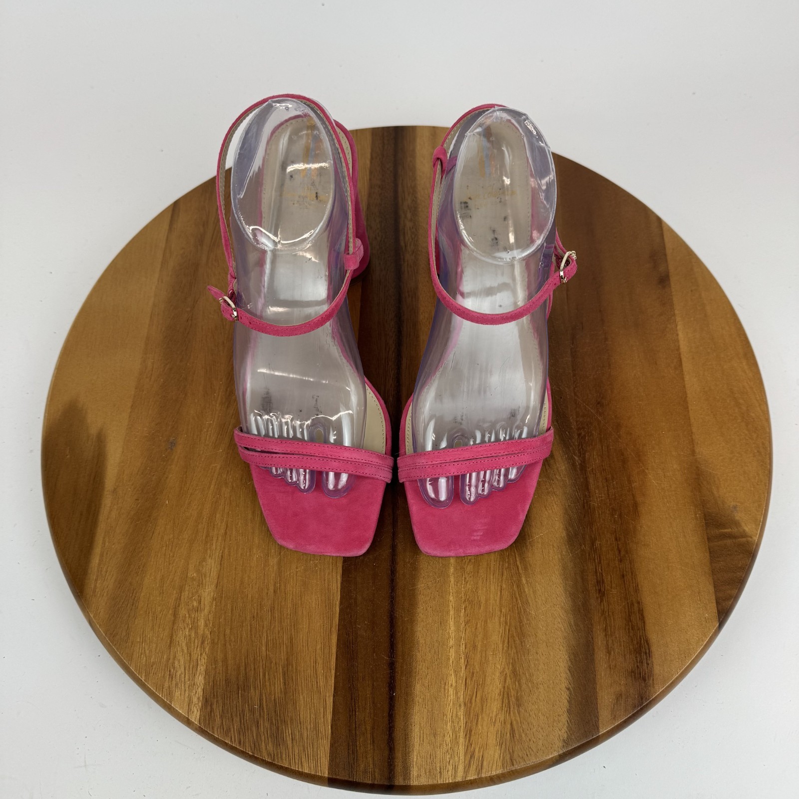New $140 Womens Sam Edelman Kit Dahlia Pink Suede Heels Sandals Shoes Size 9.5 M