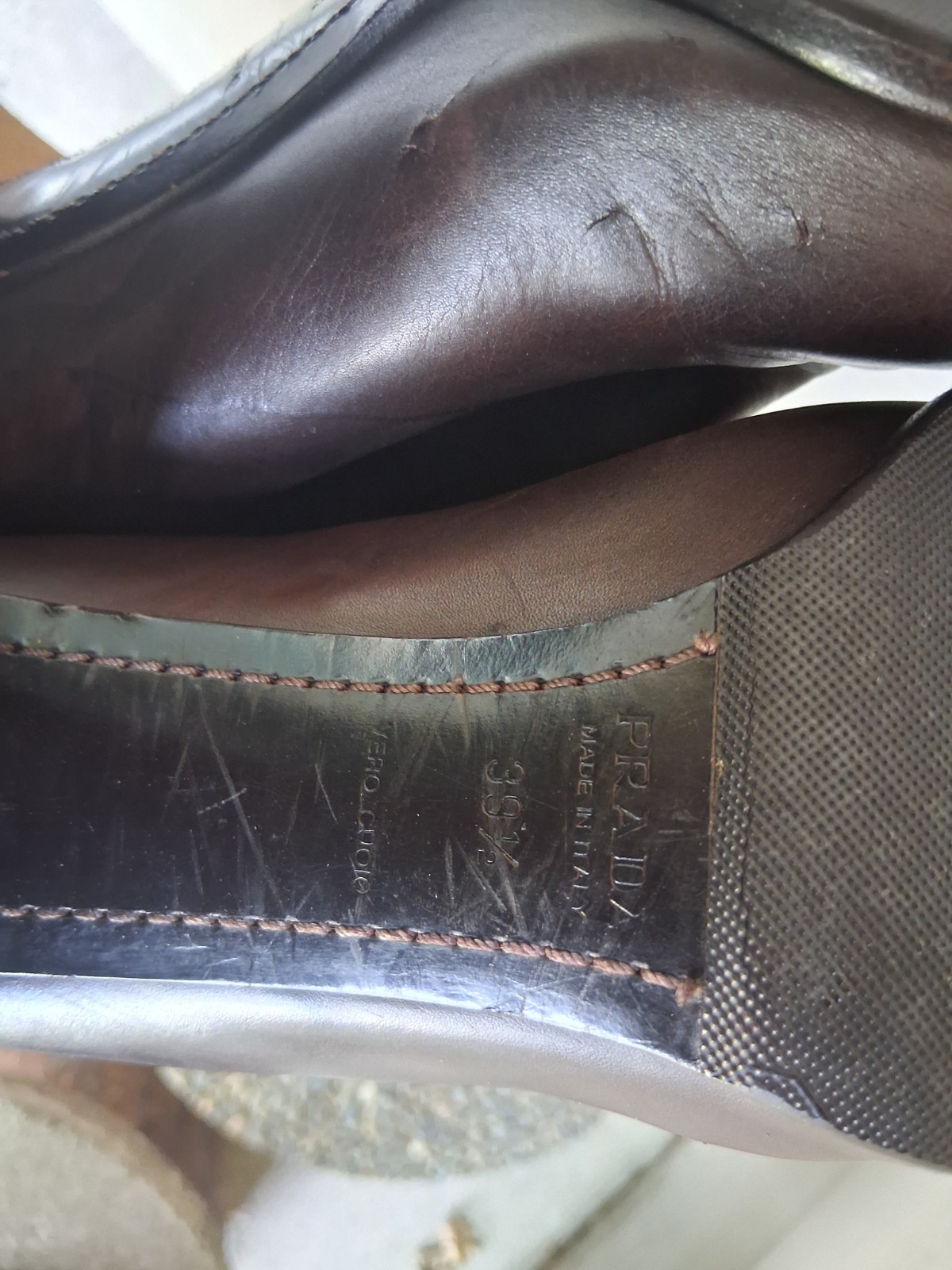 Prada Brown Leather Knee-High Riding Boots Pointed Toe Zip EU 39