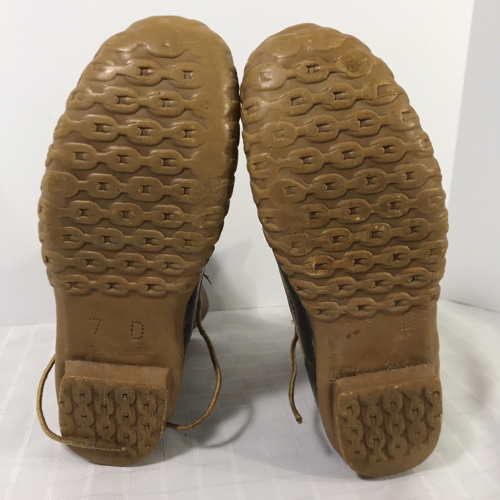 LL Bean Script Cursive Logo Mens 7 Narrow Maine Hunting Duck Boot Rubber Leather