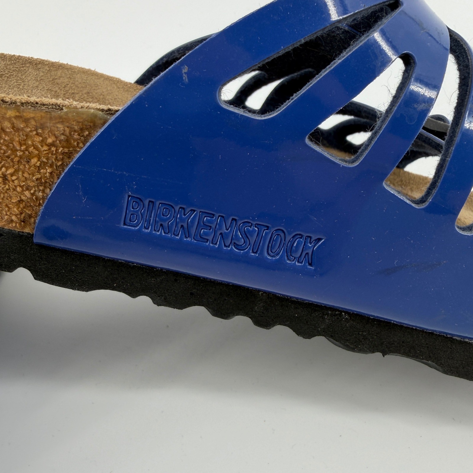 Birkenstock Sandals Granada Blue Patent Leather Strappy Womens 7 EU 38