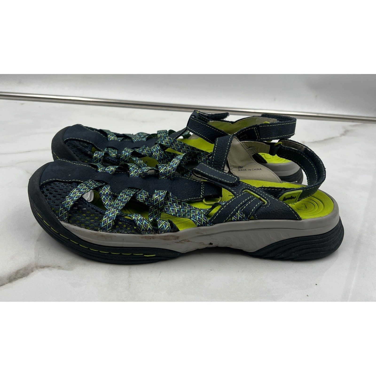 Jambu JBU Hiking Shoes Sandals Womens 9 Navy Blue Lime Green Adventure Water