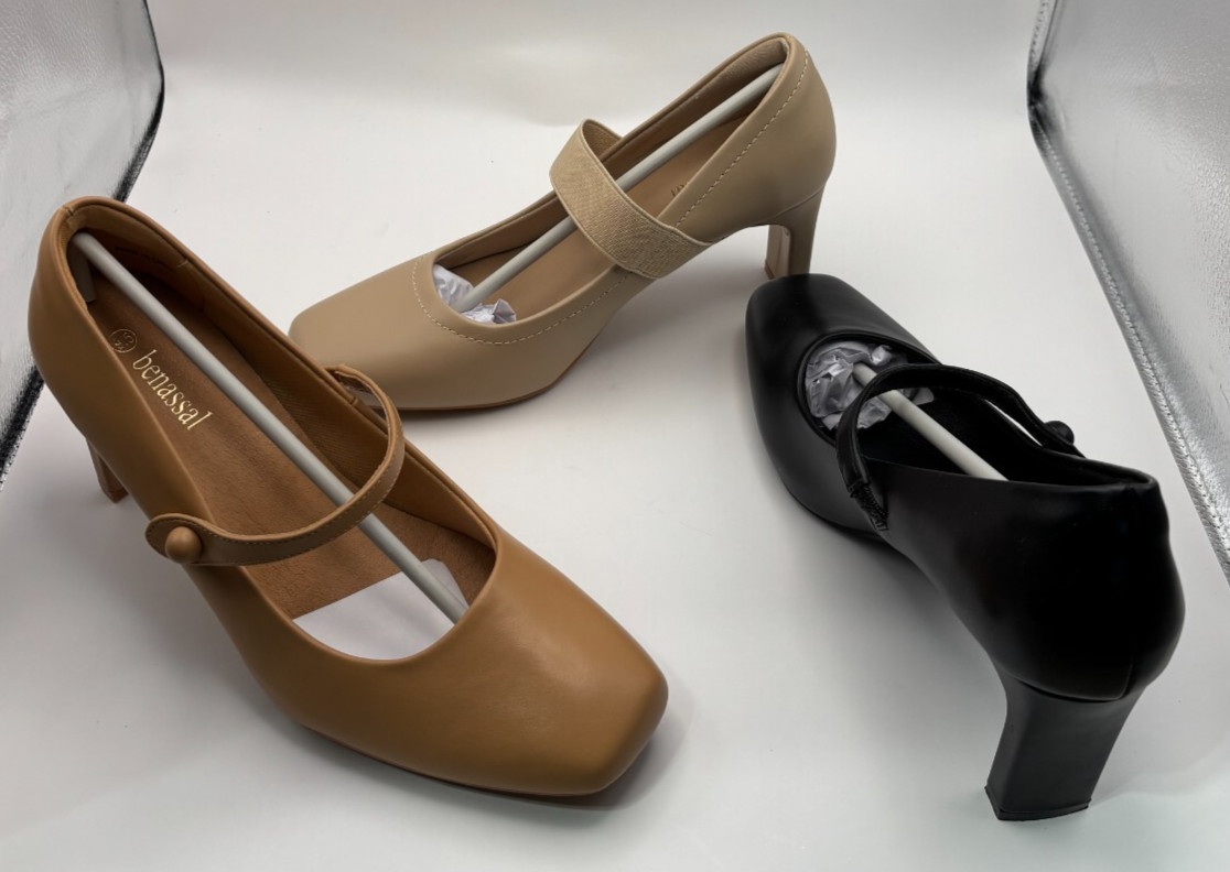 Benassal Womens Square Toe Mary Janes High Heels Dress Shoes Assorted Sizes NIB