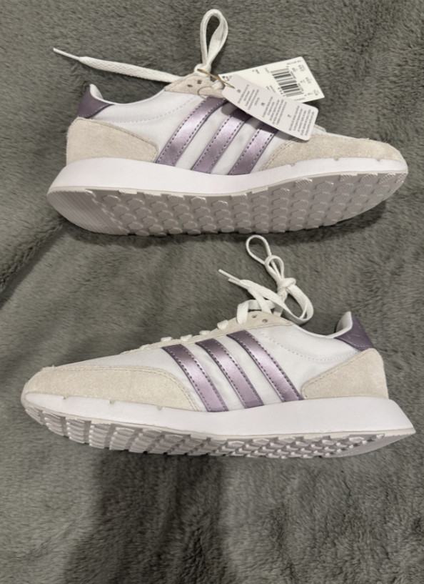 Adidas Run 60s 2.0 Women’s Size 7 White Purple Grey Shoes Sneakers Running NIB