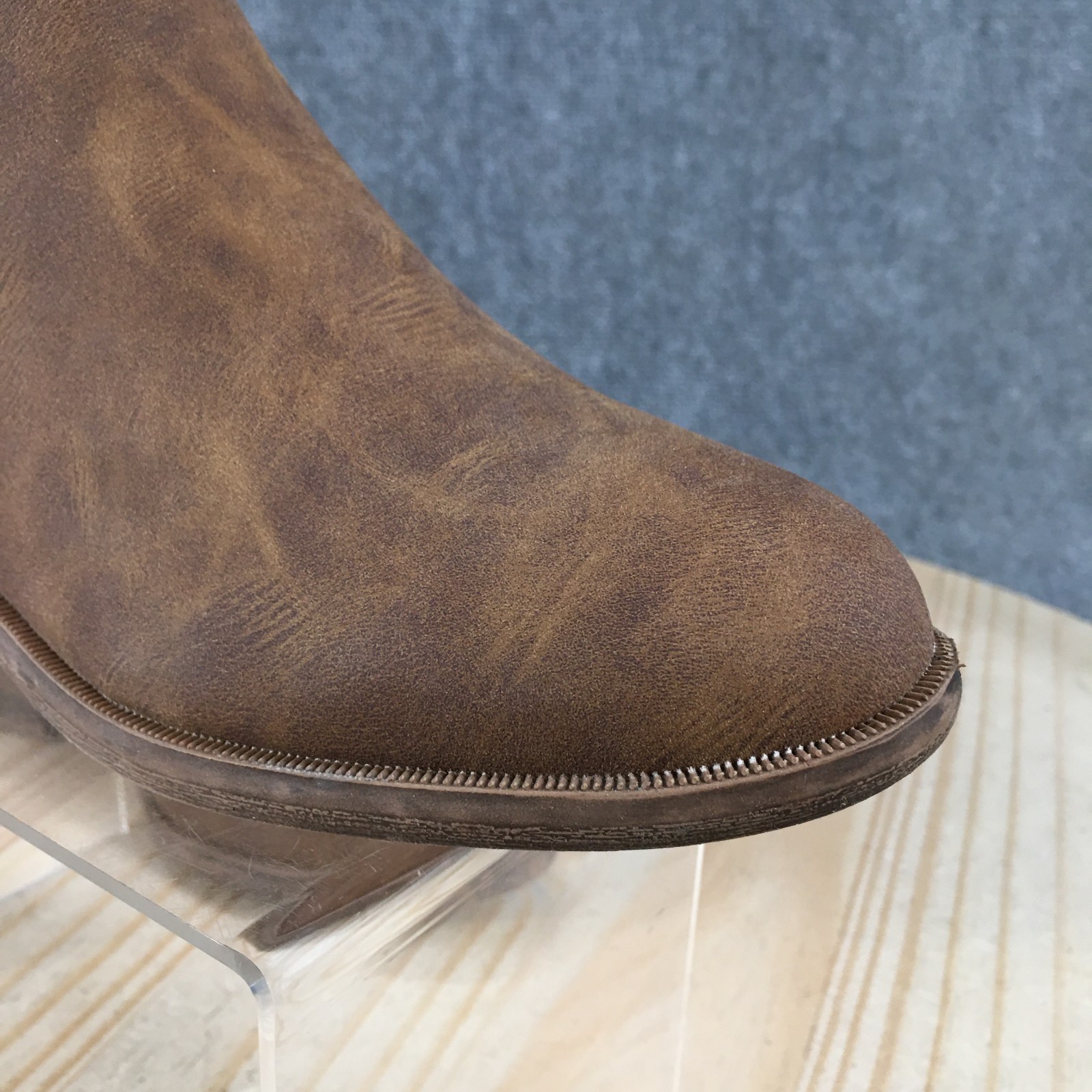 Time And Tru Ankle Boots Womens 7 Side Zip Casual Low Heels Round Toe Brown