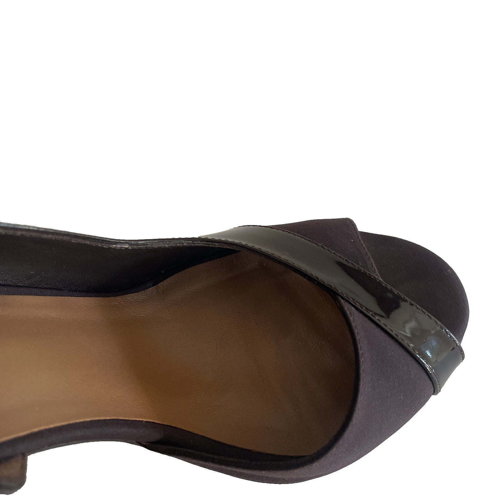 Donald J Pliner Expresso Brown 9.5 Satin & Patent Peep Toe Heels Ombre Cone Heel