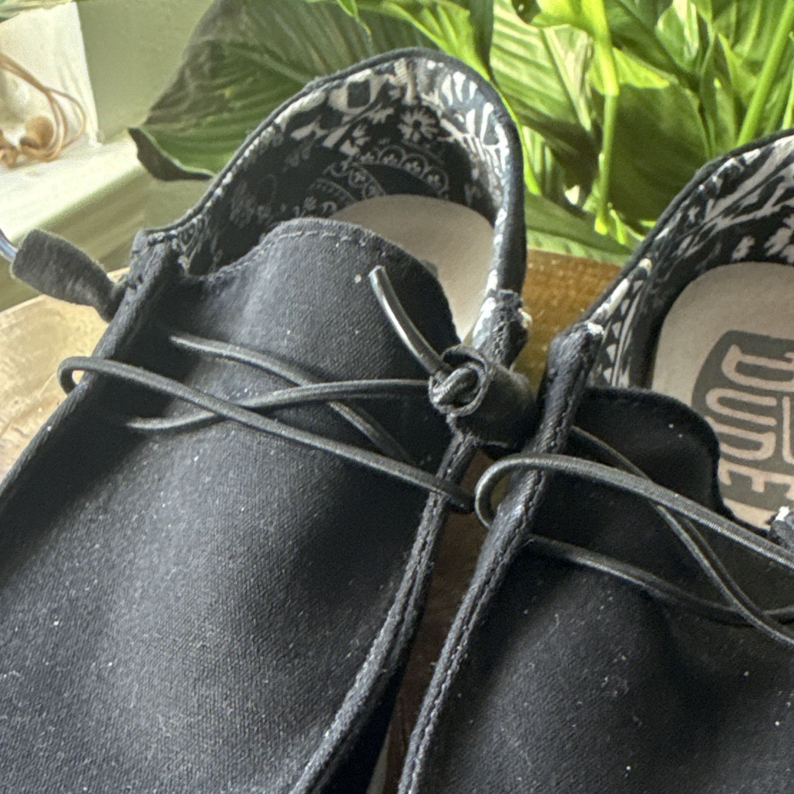 Hey Dude Wendy Black Odyssey Canvas Loafer Black/White Women’s US 8 EU 39 UK 6