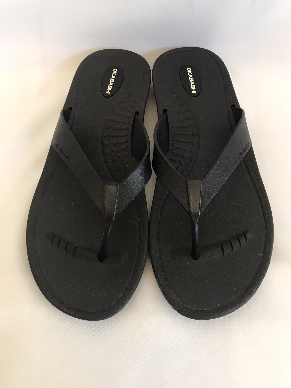 Okabashi Women’s Size L 9-10 Flip Flop Ortho Style Black Flats Sandals Made USA
