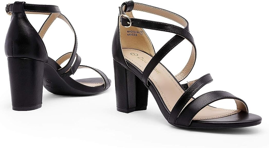 Dream Pairs Madison Strappy Chunky Heels Women’s Sandals Size 6.5 Black NEW