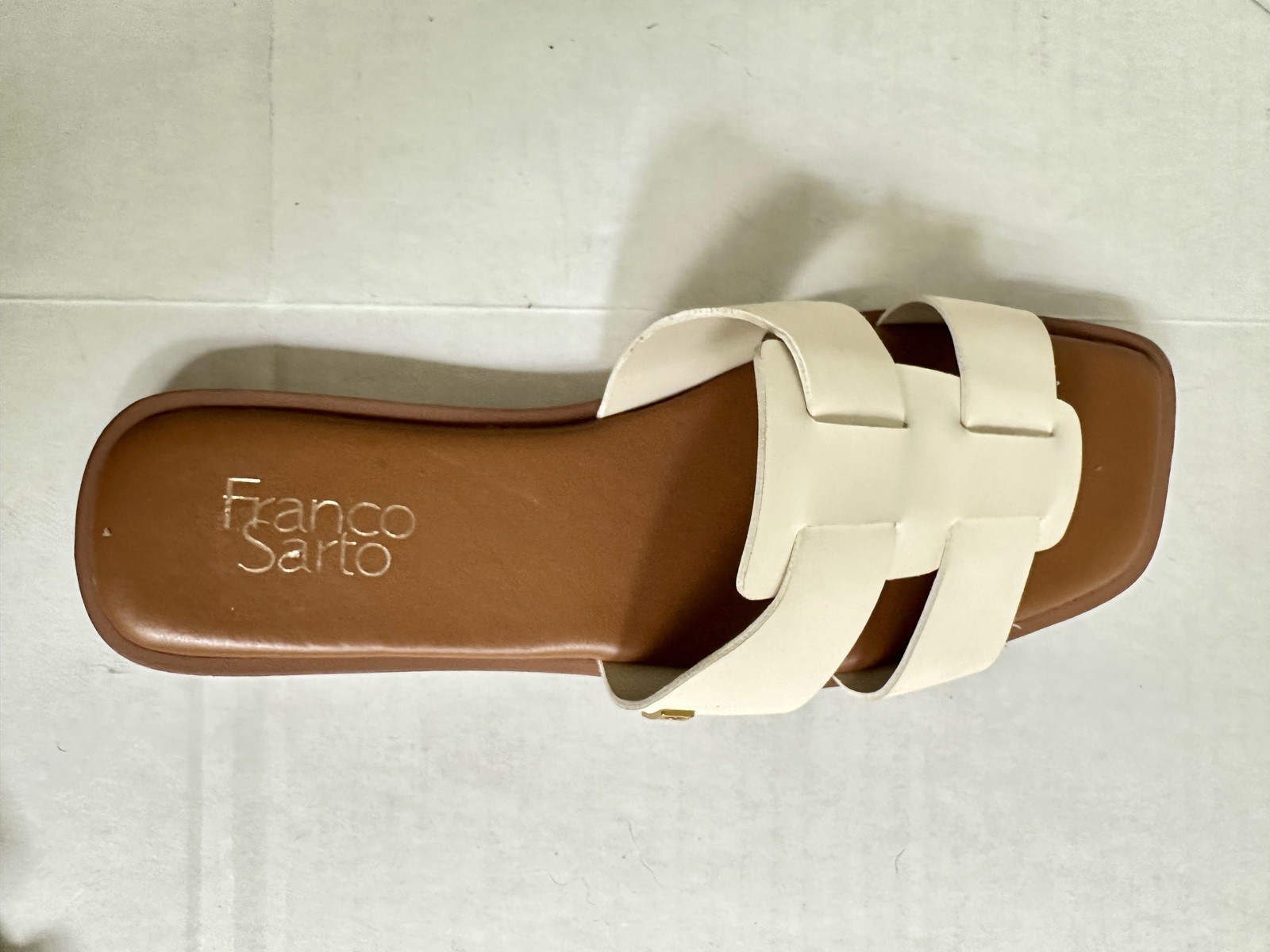 Franco Sarto Square-Toe Cream Flat Slides Size 9M