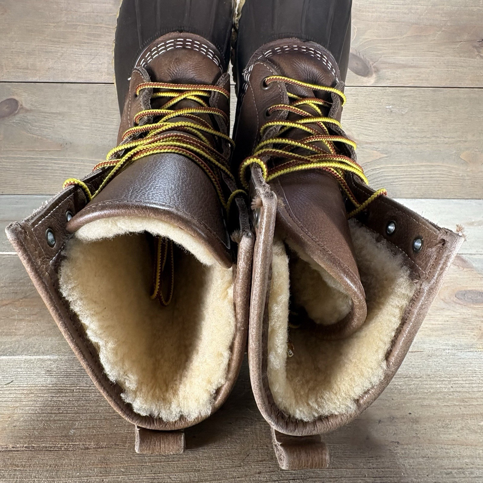 Ll bean duck boots womens size 8 shoes brown shearling lined waterproof hunting