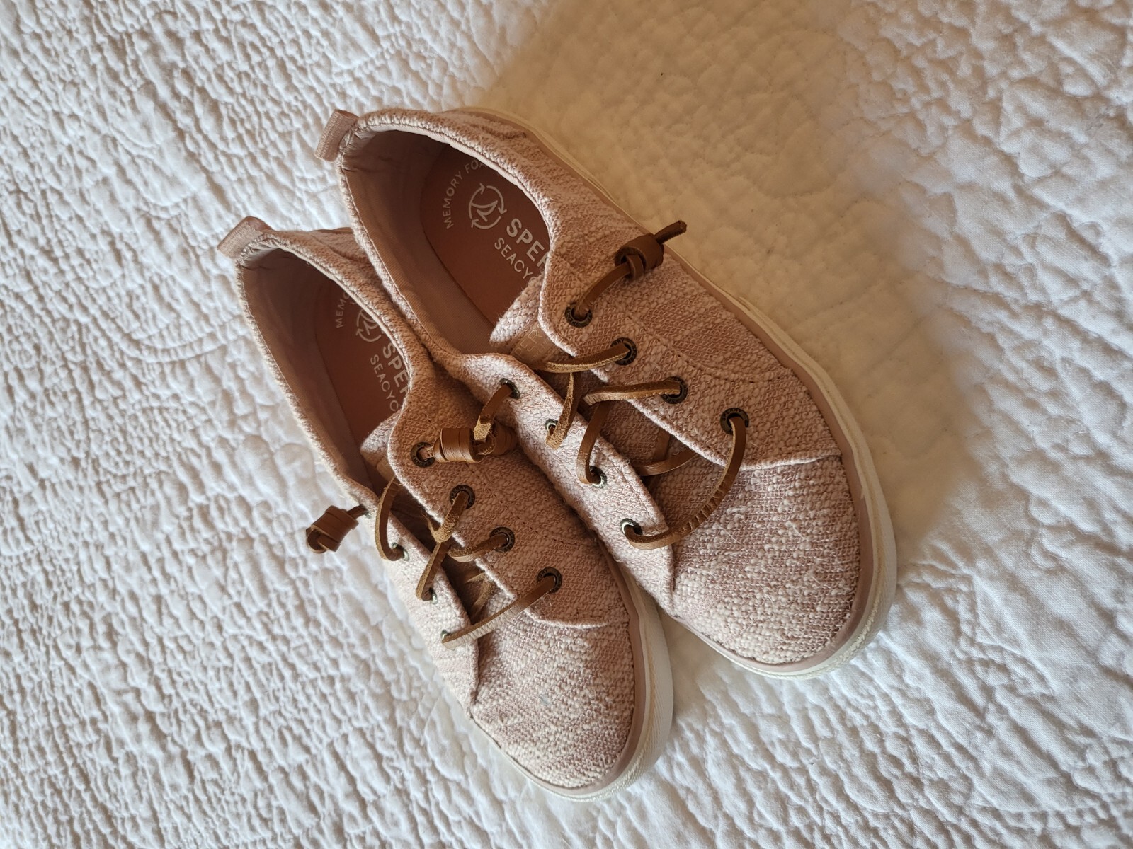 Woman’s Slip On Sneaker Sperry Pier Wave Lt Slub Blush Pink Size 7.5 7.5M NWOB