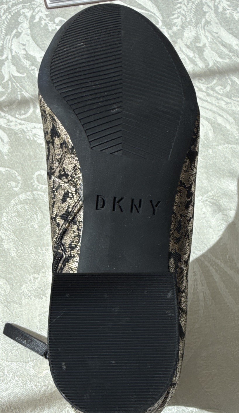 DKNY Women’s Ankle Booties US 7 Gold/Black Floral Metallic Synthetic Zip