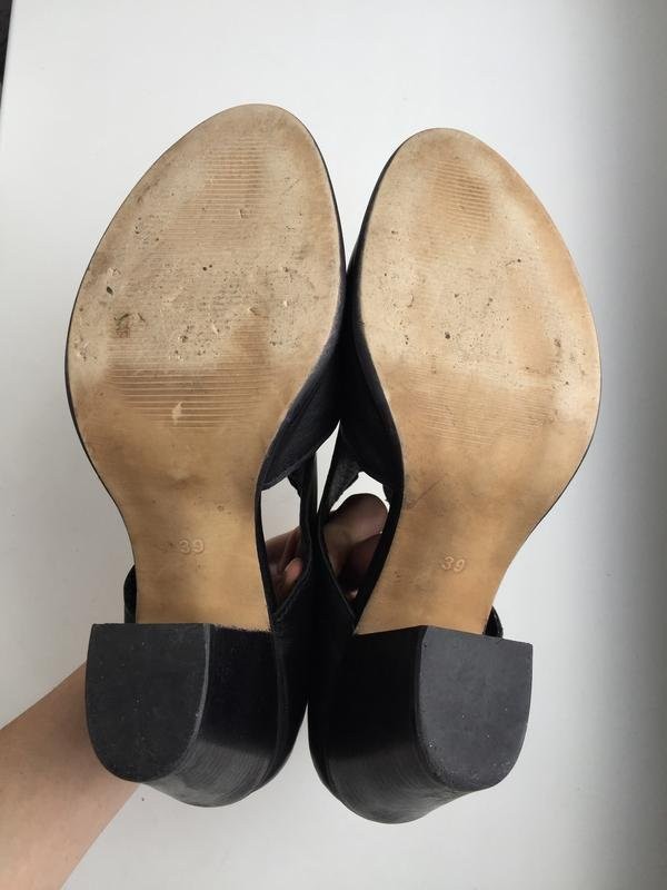 Women navy boot heels black leather 39 #B9F2